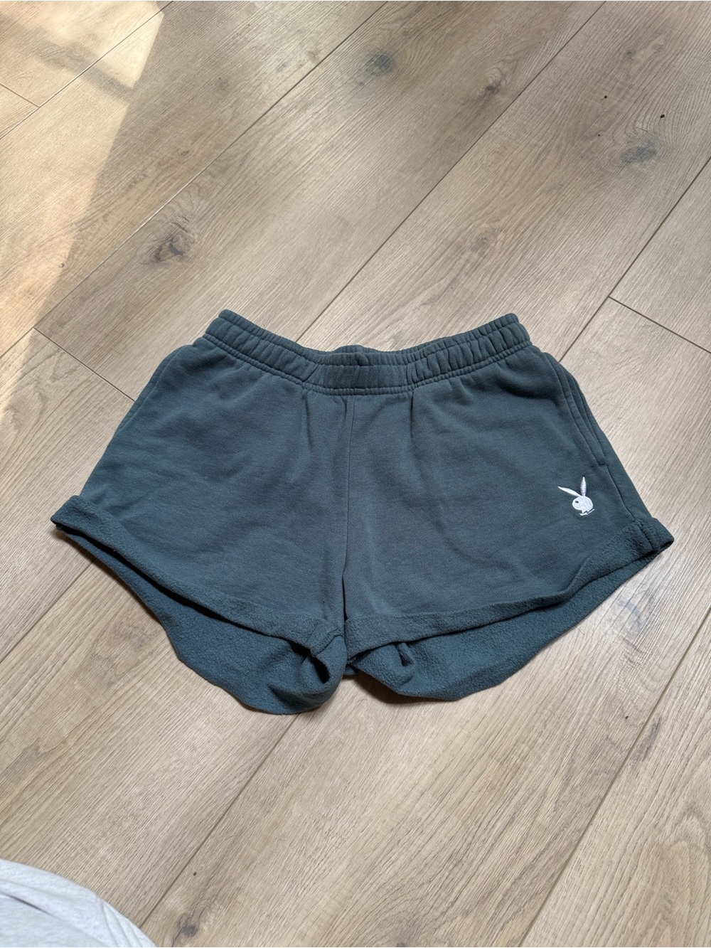 PLAYBOY Green Women's Athletic Shorts with Bunny Logo